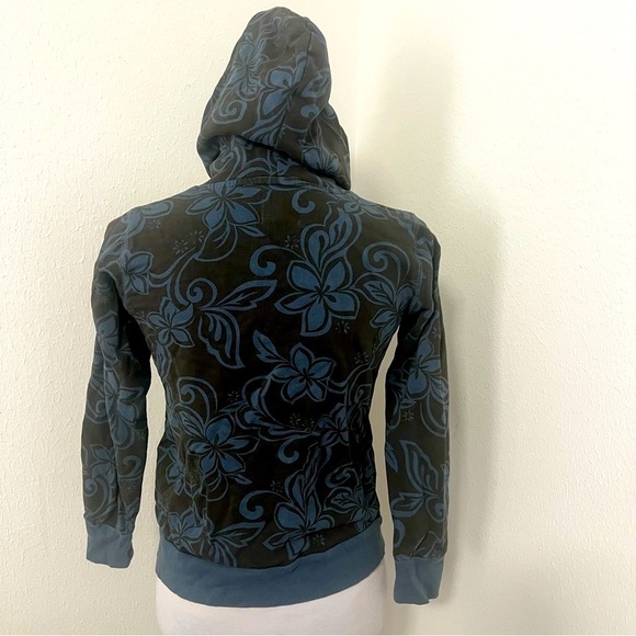 Peek Girls Floral Print Zip Up Hooded Jacket Size XL (10) Black/Light Blue - Picture 4 of 10